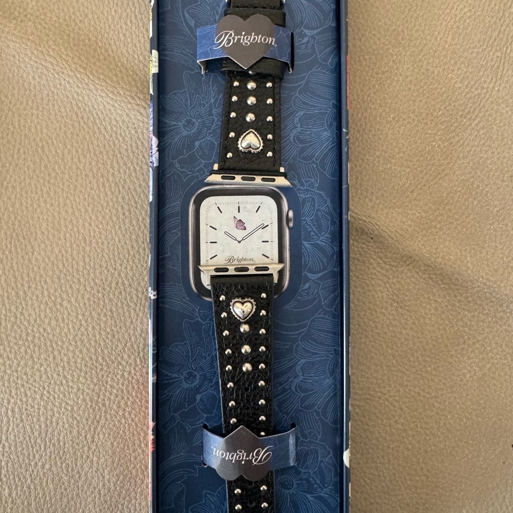 Brighton Black and Silver Heart Studded Watch